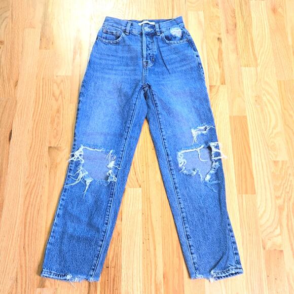 PacSun Denim - Pacsun women's High rise straight button fly distressed jeans size 22